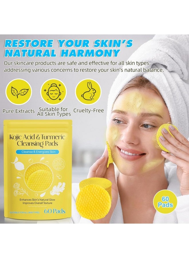 GALV Turmeric and Kojic Acid Face Cleansing Pads Dark Spots, Skin Brightening, and Acne Prevention with | Vitamin C, Retinol, and Chamomile Hydrolat | For Men & Women | All Skin Types (pack 1/60 pic) - Image 3