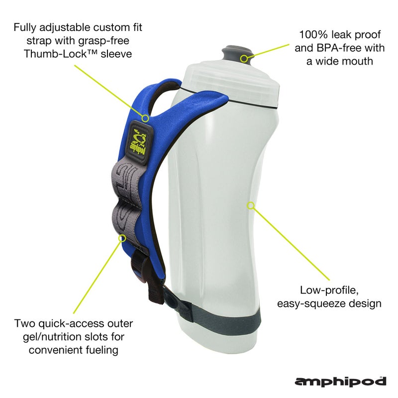 Amphipod Hydraform Ergo Minimalist Handheld Water Bottle, BPA-Free Hydration for Ultra-Running, Marathons & Walking - Blue (20 oz.) - Image 2
