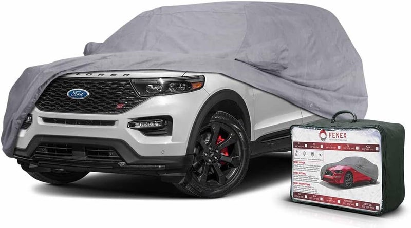Fenex Car Cover [4x4] – All-Weather Protection | Waterproof, UV-Resistant, Dustproof, Breathable | Indoor/Outdoor Use | Door Zipper & Mirror Pockets | Fits SUV & Sedan cars (520 × 203 × 152 cm) - Image 1