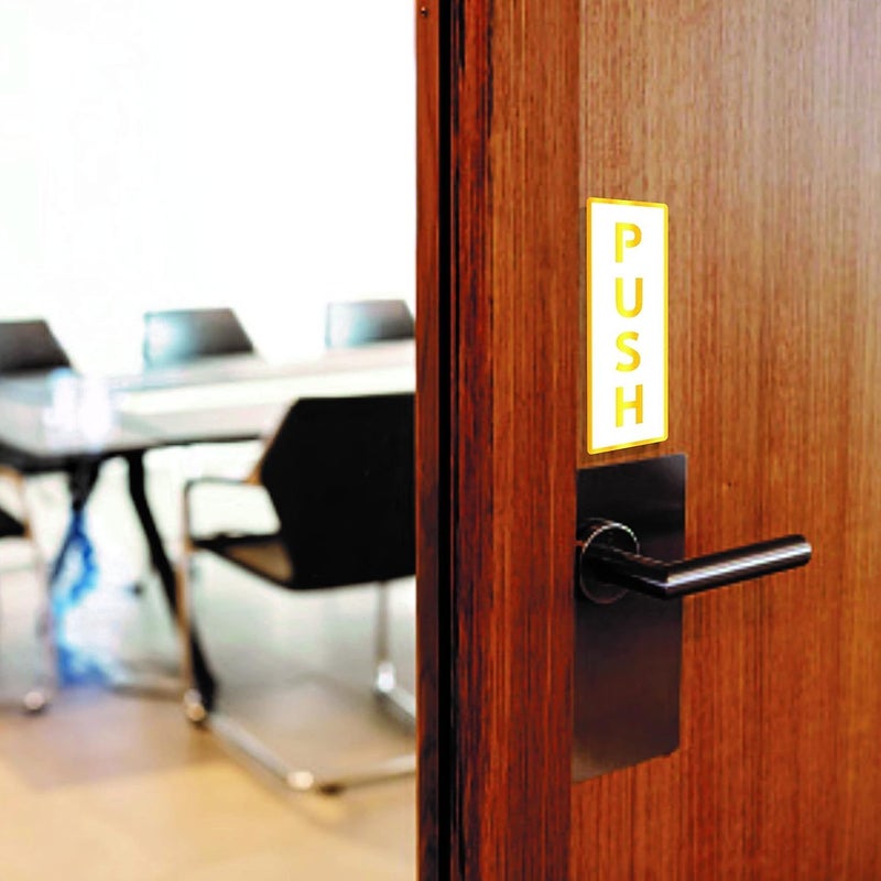 Sign Studio Premium White & Golden Finish Acrylic PUSH PULL Door Sign – 6 x 2 Inch Easy Mount Self-Adhesive Tape Signage for Hotel, Office, Corporate, Business, Resort & Society - Image 4