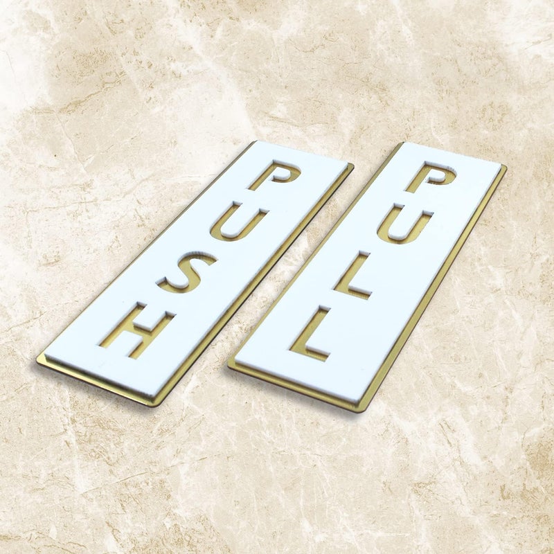 Sign Studio Premium White & Golden Finish Acrylic PUSH PULL Door Sign – 6 x 2 Inch Easy Mount Self-Adhesive Tape Signage for Hotel, Office, Corporate, Business, Resort & Society - Image 3