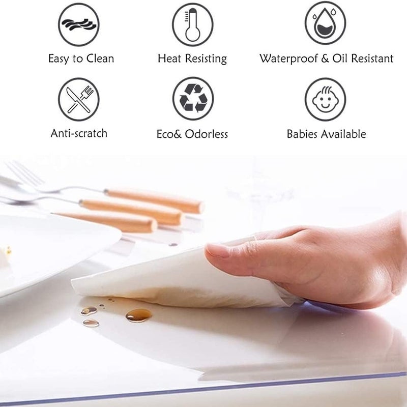 Beauenty Clear Table Protector,1.5mm Thick Rectangular Clear Desk Pad Mat,Plastic Table Cover,PVC Clear Desk Cover Protector,Non-Slip Desk Pad, Table Protector For Dining Room Table,Office(60x120CM) - Image 2
