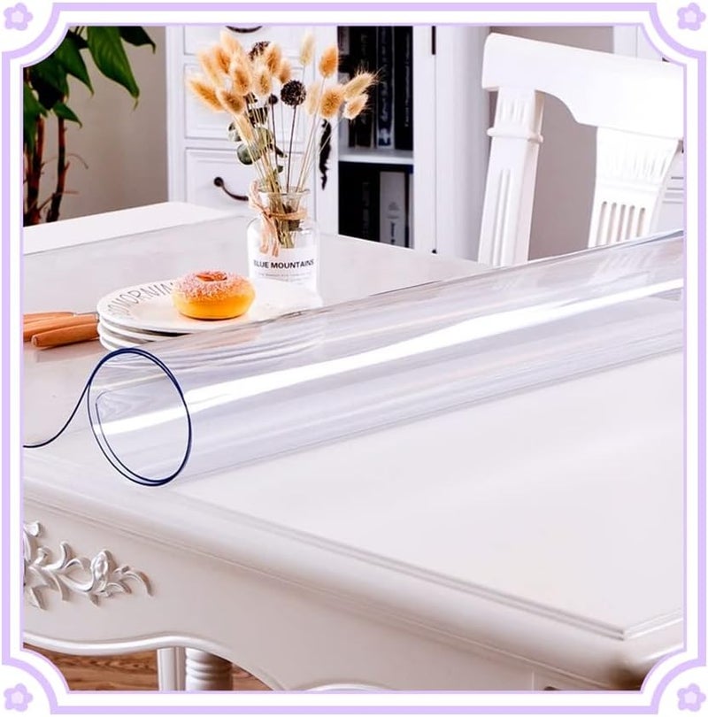 Beauenty Clear Table Protector,1.5mm Thick Rectangular Clear Desk Pad Mat,Plastic Table Cover,PVC Clear Desk Cover Protector,Non-Slip Desk Pad, Table Protector For Dining Room Table,Office(60x120CM) - Image 5