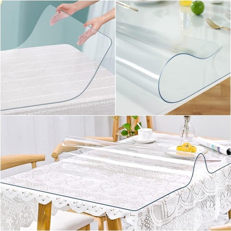 Beauenty Clear Table Protector,1.5mm Thick Rectangular Clear Desk Pad Mat,Plastic Table Cover,PVC Clear Desk Cover Protector,Non-Slip Desk Pad, Table Protector For Dining Room Table,Office(60x120CM) - Image 3
