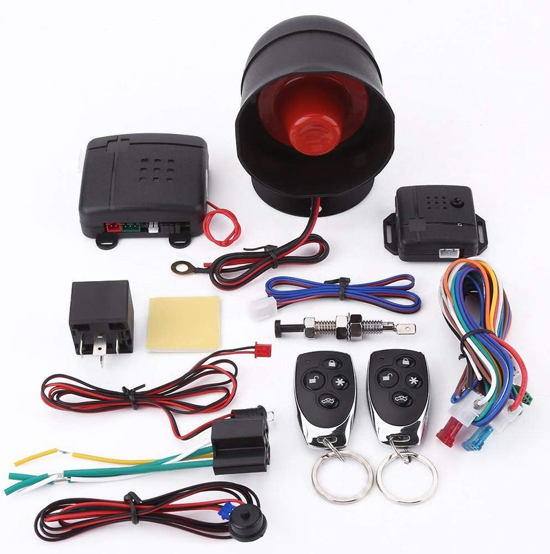 Fydun Car Alarm System Universal Car Alarm Security System Keyless Entry with 2 Remote Controls Siren - Image 1