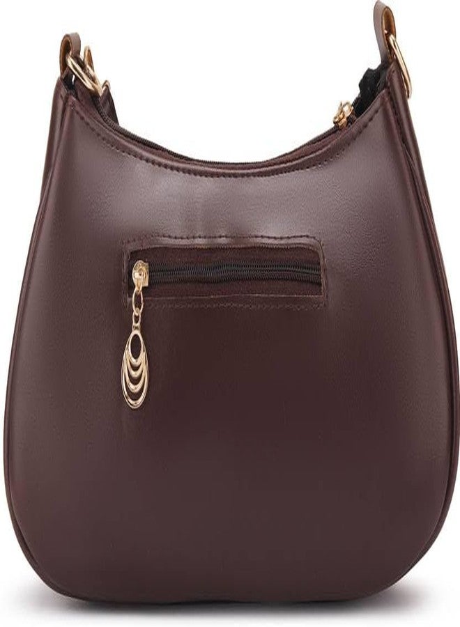HaveGlam Women's Stylish Shoulder Sling Bag | Premium PU Leather Hobo Handbag with Zip Closure | Lightweight Daily Use Purse for Girls & Women-Brown - Image 2