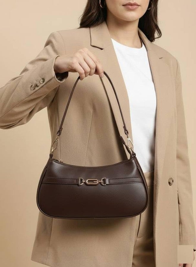 HaveGlam Women's Stylish Shoulder Sling Bag | Premium PU Leather Hobo Handbag with Zip Closure | Lightweight Daily Use Purse for Girls & Women-Brown - Image 5