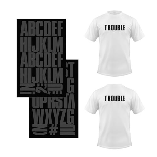 SEI حروف تي شيرت قابلة للكي بحجم 2 إنش من S.E.I، حروف كتلة فلوك لنقل الحرارة، أسود - Image 1