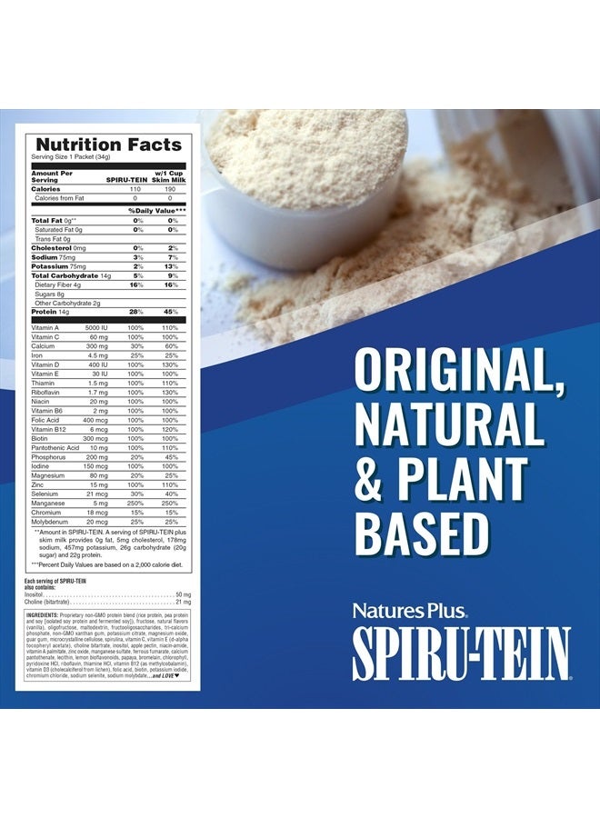 Natures Plus NaturesPlus SPIRU-TEIN Shake - Vanilla - 8 Single Serving Packets, Spirulina Protein Powder - Plant Based Meal Replacement, Vitamins & Minerals For Energy - Vegetarian, Gluten-Free - 8 Total Servings - Image 4