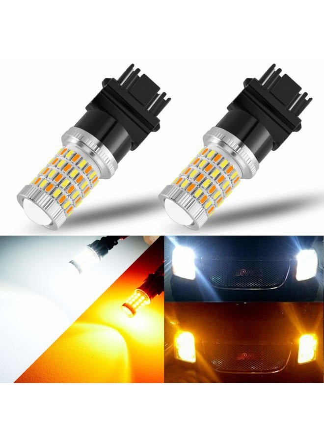 AUXLIGHT 3157 4157 3057 3457 Switchback LED Bulbs 76SMD Chipsets White/Amber with Projector Replacement for Front/Rear Turn Signal Parking Daytime Running Lights/DRL (Pack of 2) - Image 1