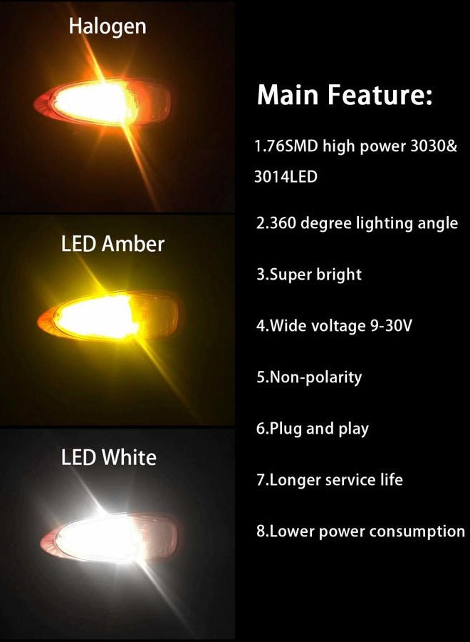 AUXLIGHT 3157 4157 3057 3457 Switchback LED Bulbs 76SMD Chipsets White/Amber with Projector Replacement for Front/Rear Turn Signal Parking Daytime Running Lights/DRL (Pack of 2) - Image 5