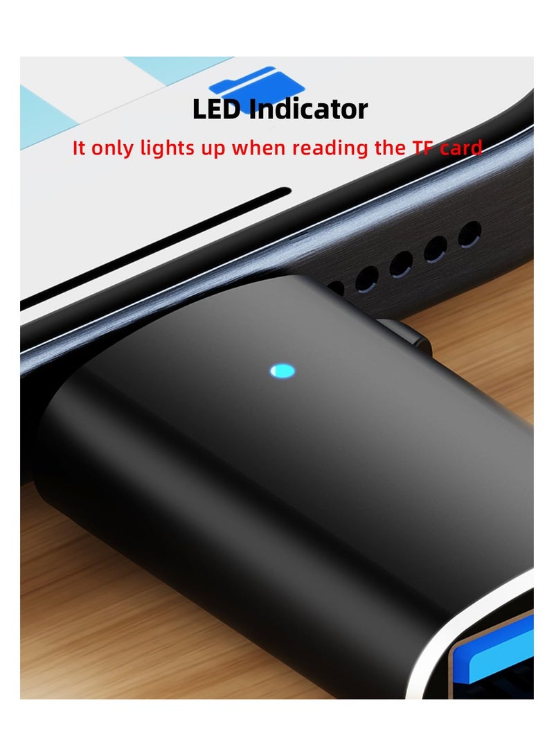 SYOSI 2 Pack USB-C Male to USB 3.0 Female Adapter, Type C to Micro SD Memory Card Reader for iPhone 15 Series, iPad Air/Pro, MacBook, Not Support TF Card and USB Device Simultaneously (Black) - Image 5