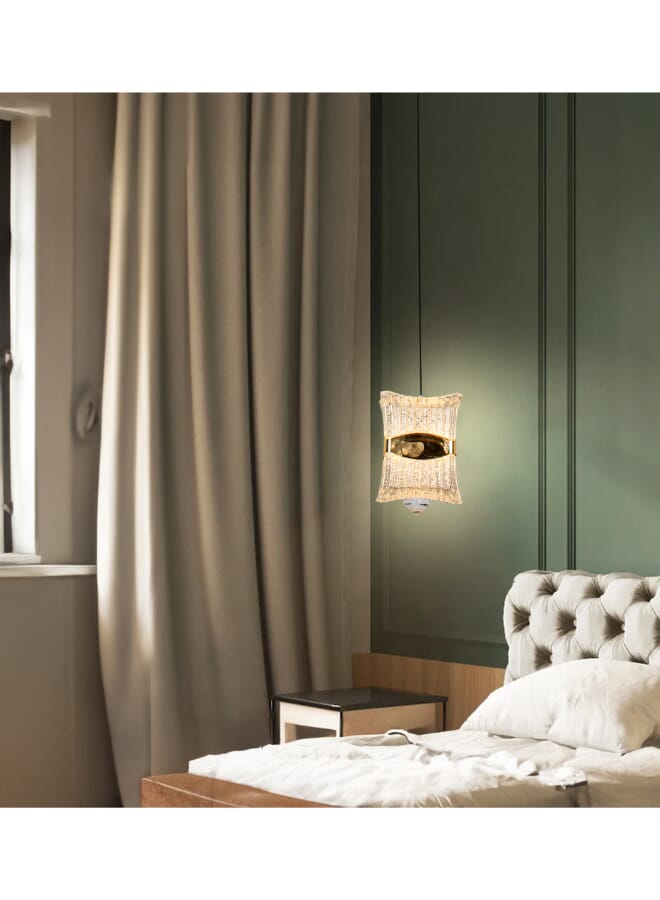 Best Power Luxury Single 7117-1 LED Crystal Chandelier LED Pendant Light with 3-Level Brightness – Elegant Gold Design for Bedrooms and Living Spaces  - Image 1