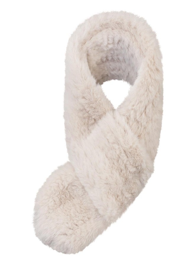 WATAME Warm Kids Scarf For Girls Winter Fuzzy Scarves Colorful Ski Windproof Neck Warmer (Beige) - Image 1