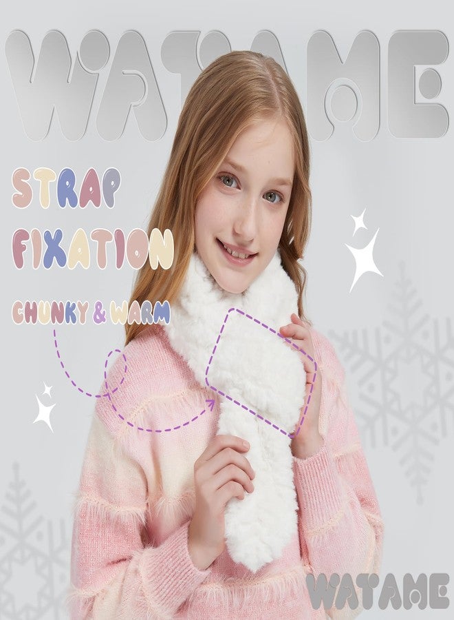 WATAME Warm Kids Scarf For Girls Winter Fuzzy Scarves Colorful Ski Windproof Neck Warmer (Beige) - Image 2