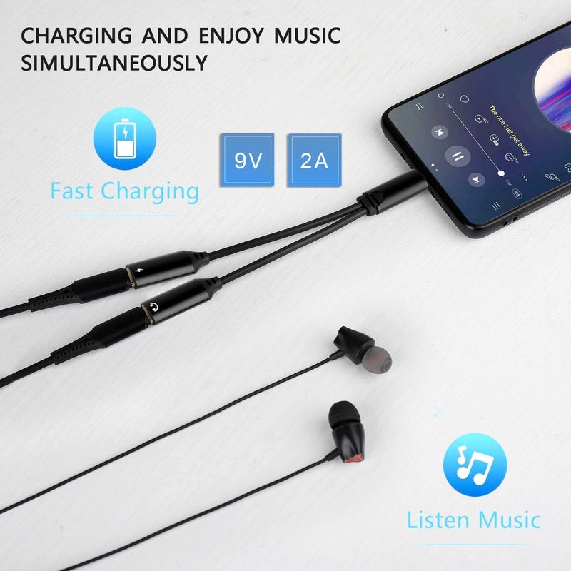 LecLooc USB C Splitter for iPhone 16 15, Dual USB C Audio and Charge Adapter 60W Fast Charge Fit with iPhone 16 15 Pro Max Plus, Galaxy S24 23 S22 Ultra, Google Pixel 9 8 7 6 Pro 5, iPad Pro - Image 2