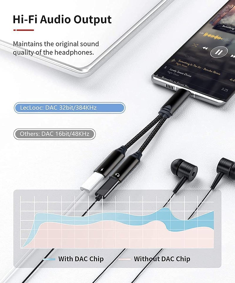 LecLooc USB C Splitter for iPhone 16 15, Dual USB C Audio and Charge Adapter 60W Fast Charge Fit with iPhone 16 15 Pro Max Plus, Galaxy S24 23 S22 Ultra, Google Pixel 9 8 7 6 Pro 5, iPad Pro - Image 4