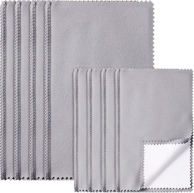Breling 8 Pieces Large Jewelry Polishing Cloth Set Cleaning Cloths Silver Polishing Cleaning for Gold Silver Platinum Jewelry Coins Watches Silverware, 11 x 14 Inch and 6 x 8 Inch (Grey) - Image 1