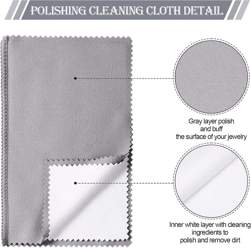 Breling 8 Pieces Large Jewelry Polishing Cloth Set Cleaning Cloths Silver Polishing Cleaning for Gold Silver Platinum Jewelry Coins Watches Silverware, 11 x 14 Inch and 6 x 8 Inch (Grey) - Image 3