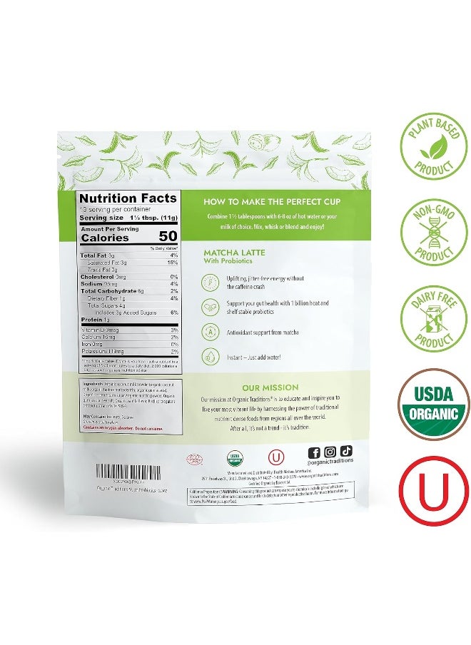 Organic Traditions Matcha Latte With Probiotics 150G : 00133  - Image 2
