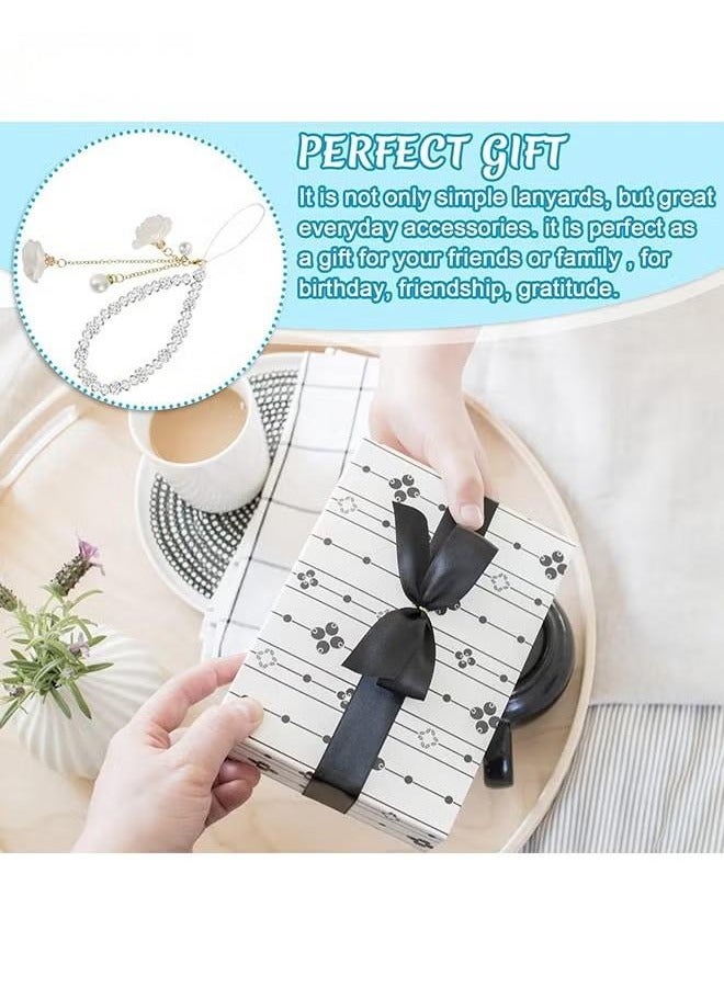 Mobile Phone lanyard - Phone Strap - Glitter Phone Lanyard Wristband, Beaded Phone Strap Lanyard Color Universal Anti-Lost Phone Chain, White - Image 5