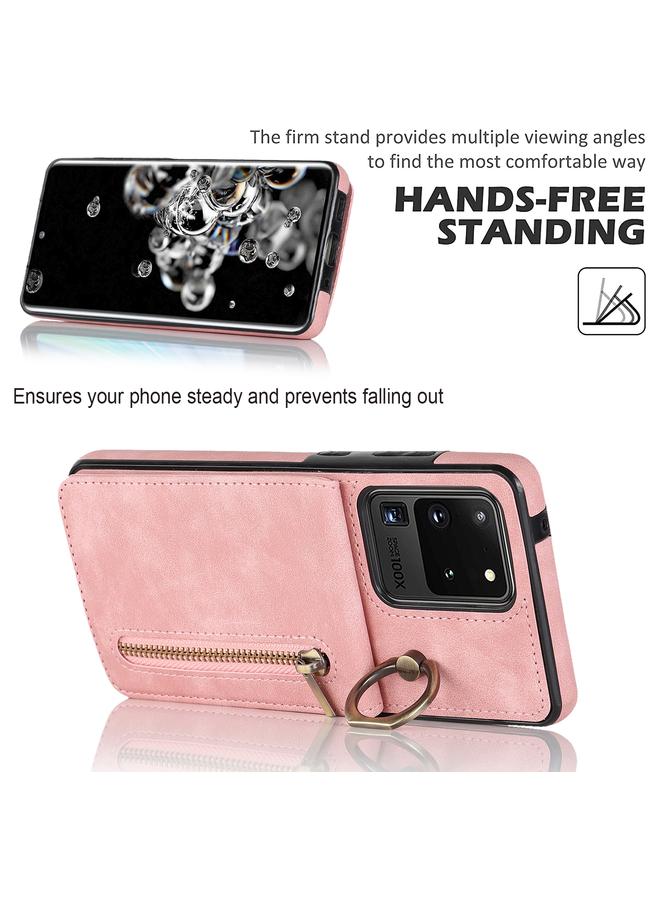 اس-توب جراب لهاتف Samsung Galaxy S20 Ultra بتصميم ريترو مزود بحلقة وسحّاب وفتحة لبطاقة RFID - Image 5