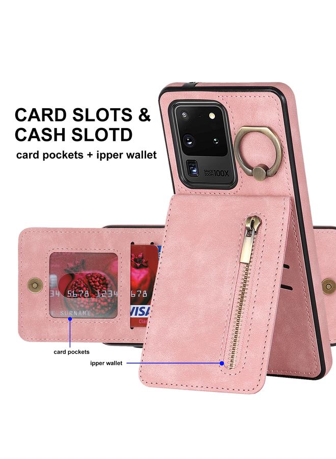 اس-توب جراب لهاتف Samsung Galaxy S20 Ultra بتصميم ريترو مزود بحلقة وسحّاب وفتحة لبطاقة RFID - Image 3