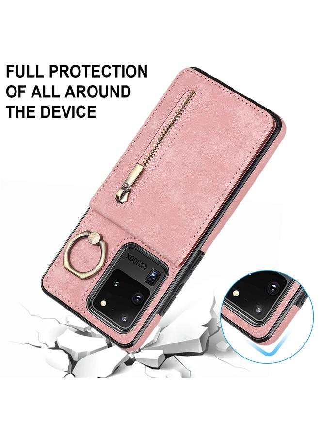 اس-توب جراب لهاتف Samsung Galaxy S20 Ultra بتصميم ريترو مزود بحلقة وسحّاب وفتحة لبطاقة RFID - Image 4