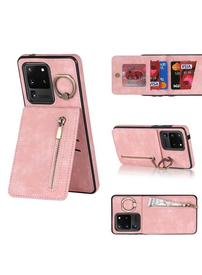 اس-توب جراب لهاتف Samsung Galaxy S20 Ultra بتصميم ريترو مزود بحلقة وسحّاب وفتحة لبطاقة RFID - Image 1