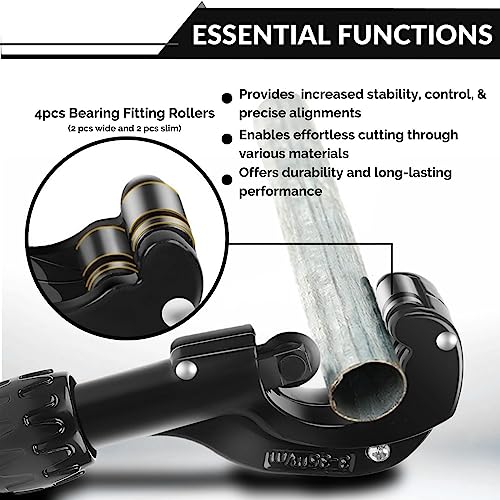 Flexzion Tube Cutter, Heavy Duty Tubing Pipe Cutter, 1/8 to 1-3/8 inch Cutting Diameter w/Reamer, Ideal for Cutting Copper, Aluminum, Brass, Steel, Plastic and More - Image 3