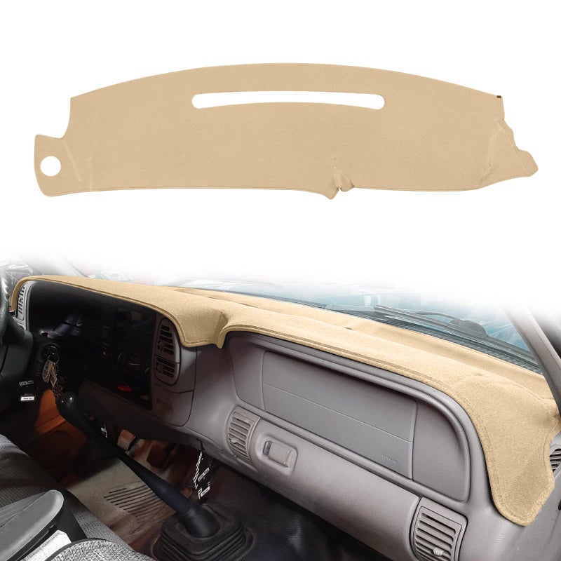 غطاء لوحة القيادة HanLanKa مخصص لسيارات 1997-2000 شيفروليه GMC C1500 C2500 C3500 K1500 K2500 K3500 1997-1999 GMC يوكون شيفي تاهو 1999-2000 كاديلاك إسكاليد غطاء لوحة القيادة سجادة باد بيج