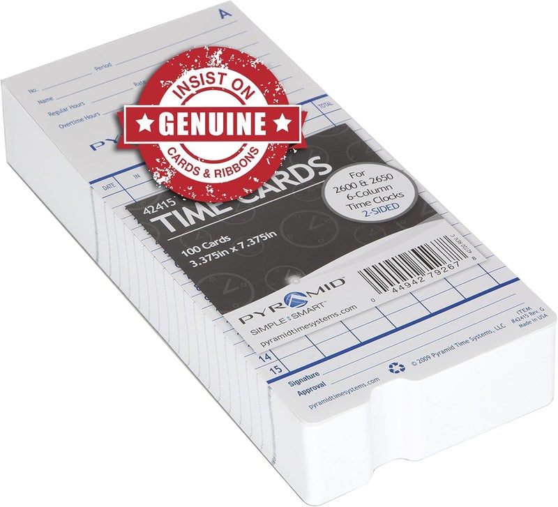 Pyramid Time Systems 42415 Time Cards for 2500, 2600 & 2650 Time Clocks - 100 Pack - Image 4