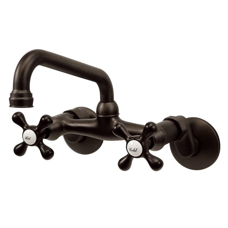Kingston Brass KS213ORB Victorian Two Handle Wall Mount Kitchen Faucet 7Inch Oil Rubbed Bronze