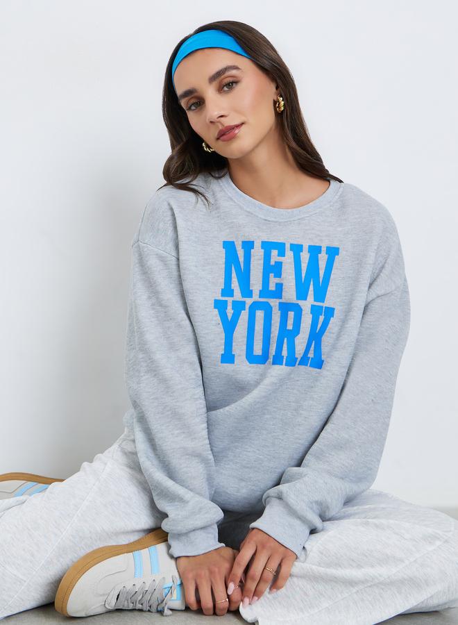 ستايلي سويت شيرت مطبع بقصة واسعة - Image 1