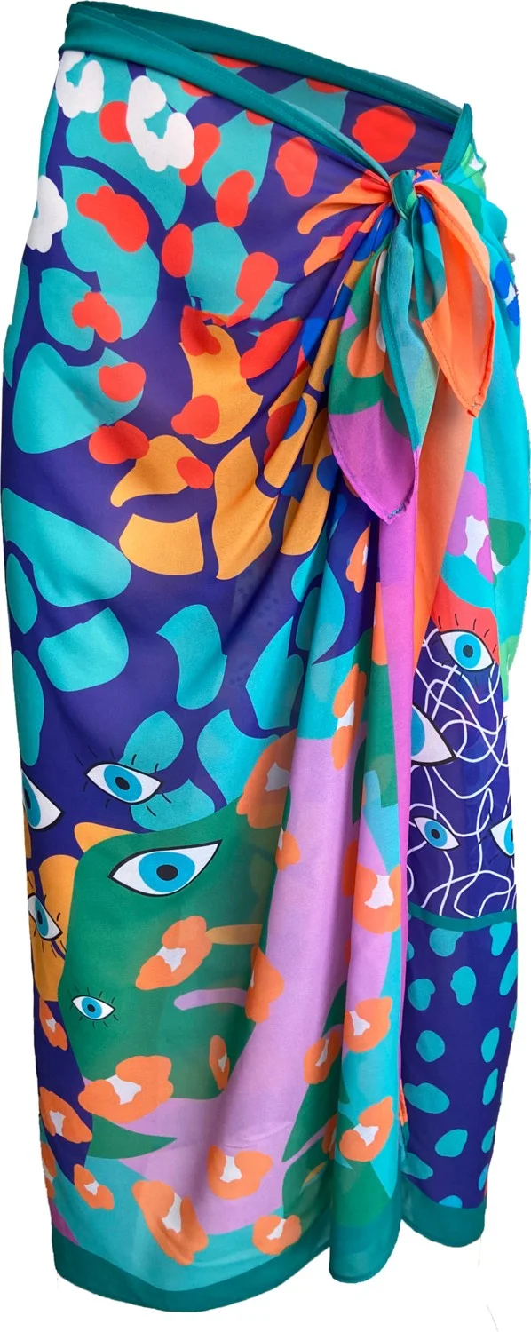 Bolder Bolder Emily Turquoise Eyes Silk Chiffon Pareo