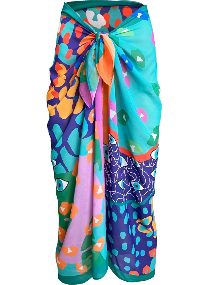 Bolder Bolder Emily Turquoise Eyes Silk Chiffon Pareo