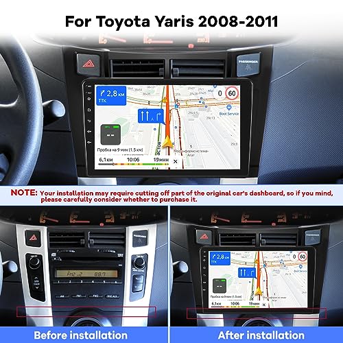 EKAT 2G64G Car Radio for Toyota Yaris 20082011 9 inch Android Touch Screen Car Stereo CarplayAndroid Auto1080PHiFi AudioBluetoothWiFi AHD Backup Camera MIC - Image 3
