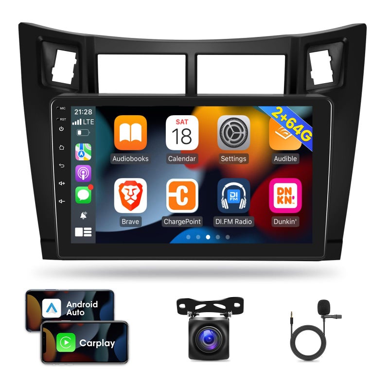 EKAT 2G64G Car Radio for Toyota Yaris 20082011 9 inch Android Touch Screen Car Stereo CarplayAndroid Auto1080PHiFi AudioBluetoothWiFi AHD Backup Camera MIC - Image 2