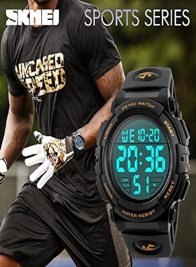 SKMEI Water Resistant Digital Watch 1258 Black-Gold - Image 2
