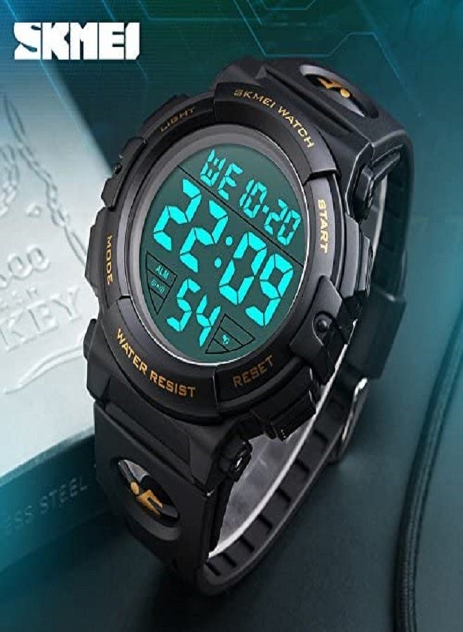 SKMEI Water Resistant Digital Watch 1258 Black-Gold - Image 3