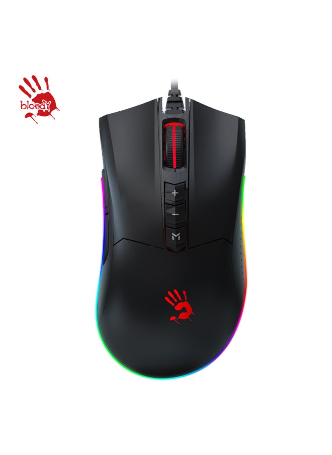 A4tech Es9 Blood Hand Phantom Gaming Mouse Wired, Macro Programming Mechanical Laptop Desktop Computer Pubg Cf League Of Legends Large Hand Mouse, Matte Black