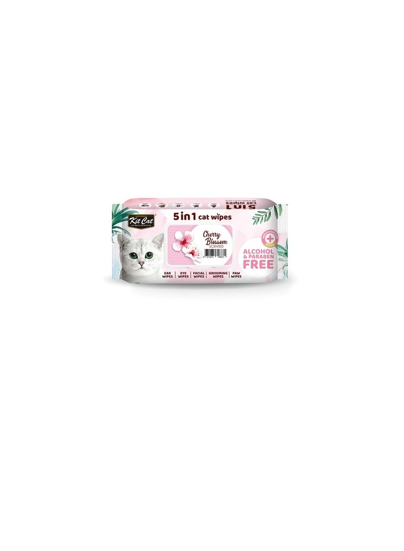 Kit Cat 5-In-1 Cherry Blossom Scented Cat Wipes - Image 2