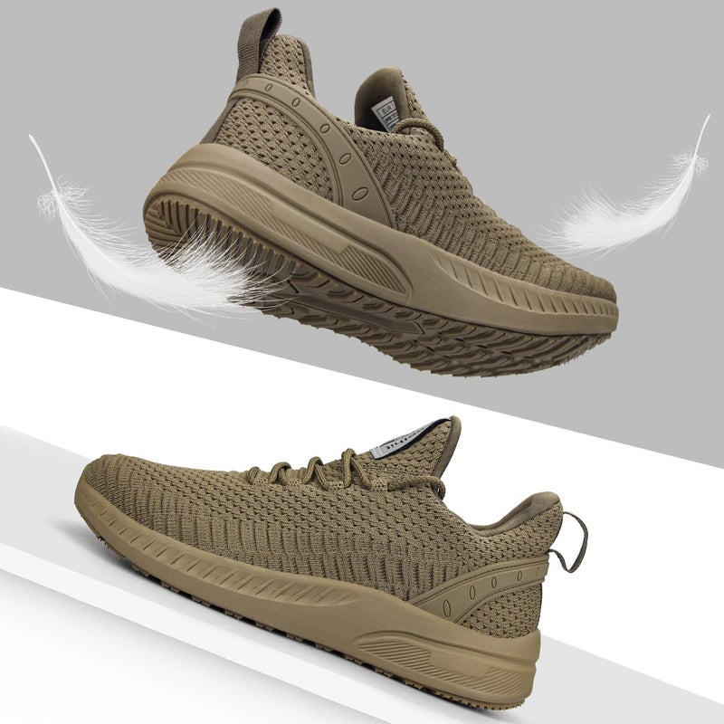 Feethit Womens Running Shoes Walking Tennis Shoes Breathable Lightweight Gym Sneakers for Travel Gym Work Woman Waitress Nurse Khaki 8 - Image 5