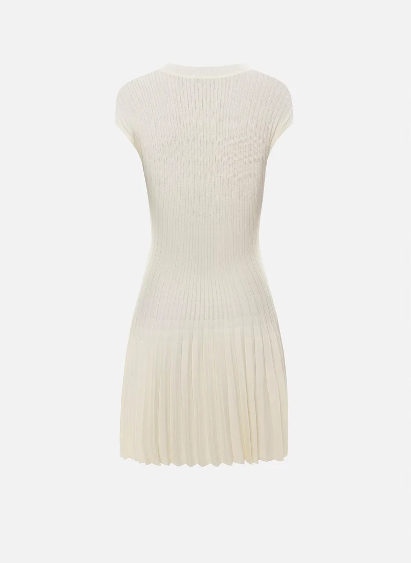 Lichi  Ribbed viscose mini dress with pleated skirt for Women | Best Price UAE