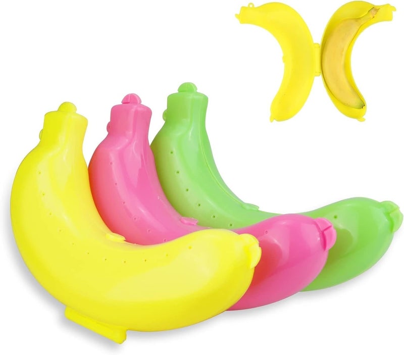 LMR3 Plastic Banana Keeper Bpa-Free Outdoor Travel Case, Banana Protector, Cute Carrier Storage Box, Multicolor 3 Pack - Image 1