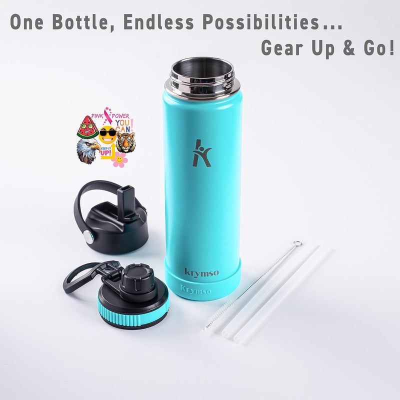 KRYMSO 650ml Stainless Steel Water Bottle, Insulated Thermos Flask for Hot & Cold, Leakproof, BPA-Free, Gym, School(Turquoise) - Image 4