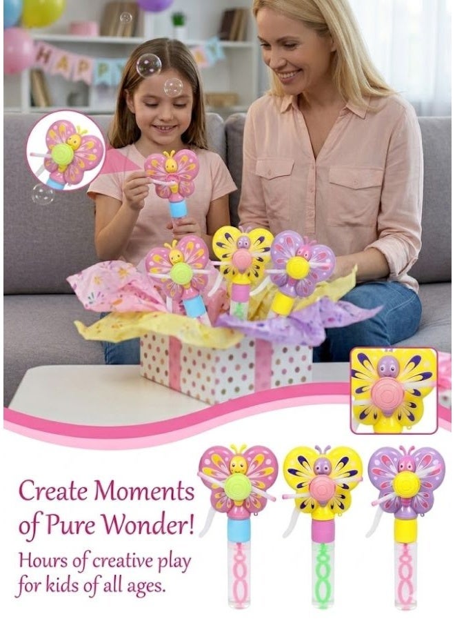 DAT Kids Butterfly Bubble Wand Fan Toy Set with Bubble Solution Plastic Outdoor Party Toy for Boys & Girls 3 Pieces - Image 3
