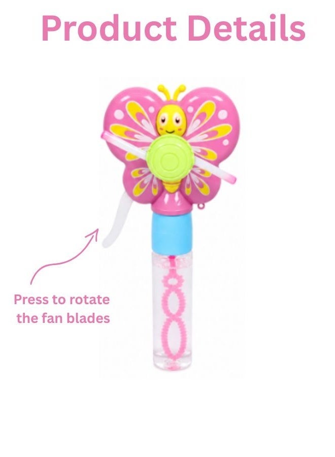 DAT Kids Butterfly Bubble Wand Fan Toy Set with Bubble Solution Plastic Outdoor Party Toy for Boys & Girls 3 Pieces - Image 4