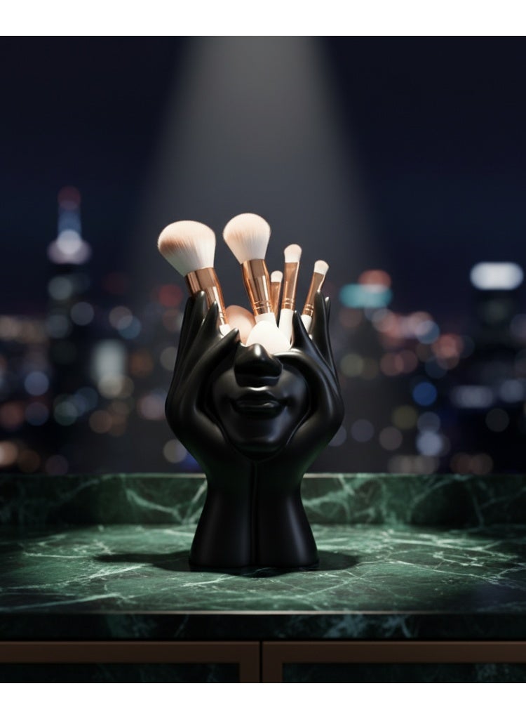 Creative Human Body Art Makeup Brush Holder – Handmade Double-Tone Plastic Organizer Cup for Vanity and Bathroom | Modern Sculpture Design for Makeup Brushes, Perfumes and Accessories - Image 2
