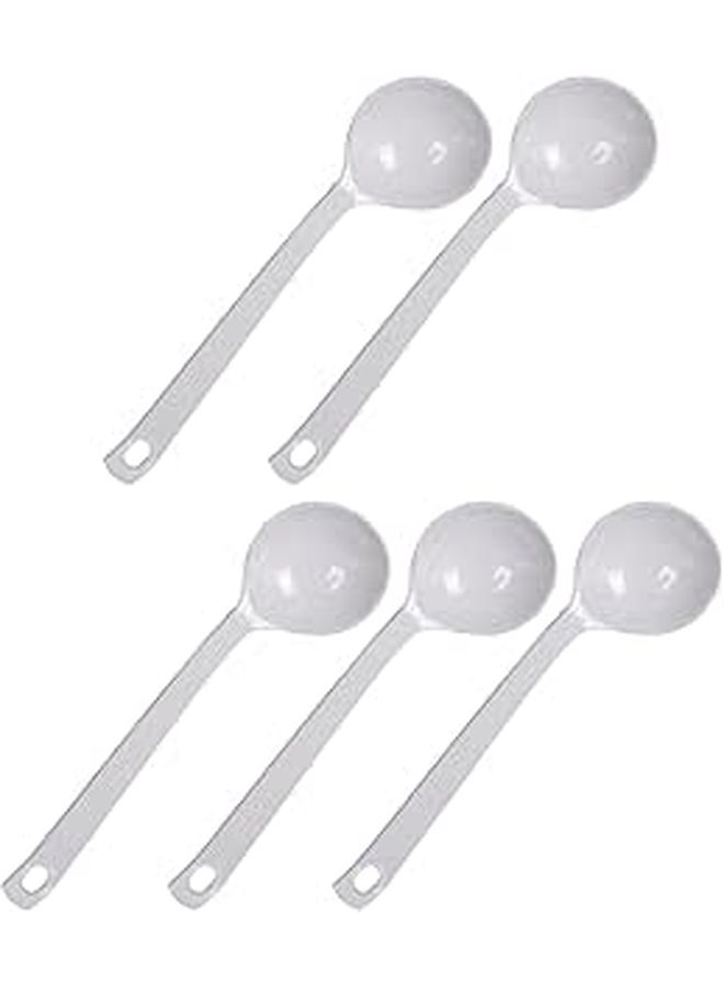 5 White Turtle Shell Shape Hot Pot Soup Spoons Set For Noodle - Image 1